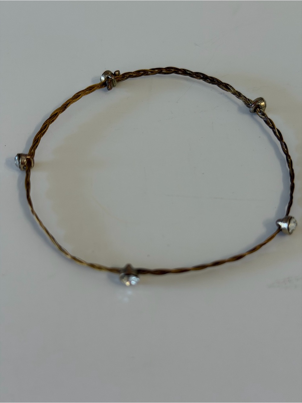 Twisted Wire Bracelet with Five Sparkling Accents